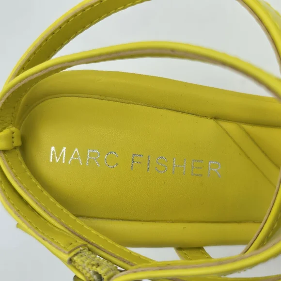 Marc Fisher Mahima Strappy Heeled Sandals, Greenish/Yellow, Women's 5M - Picture 8 of 15